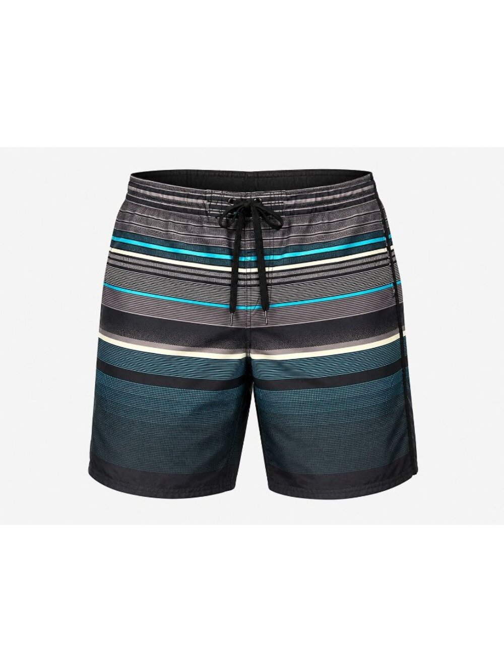 OP Large Black Striped Swim Trunks Mesh Lining Drawstring Lightweight Resortwear